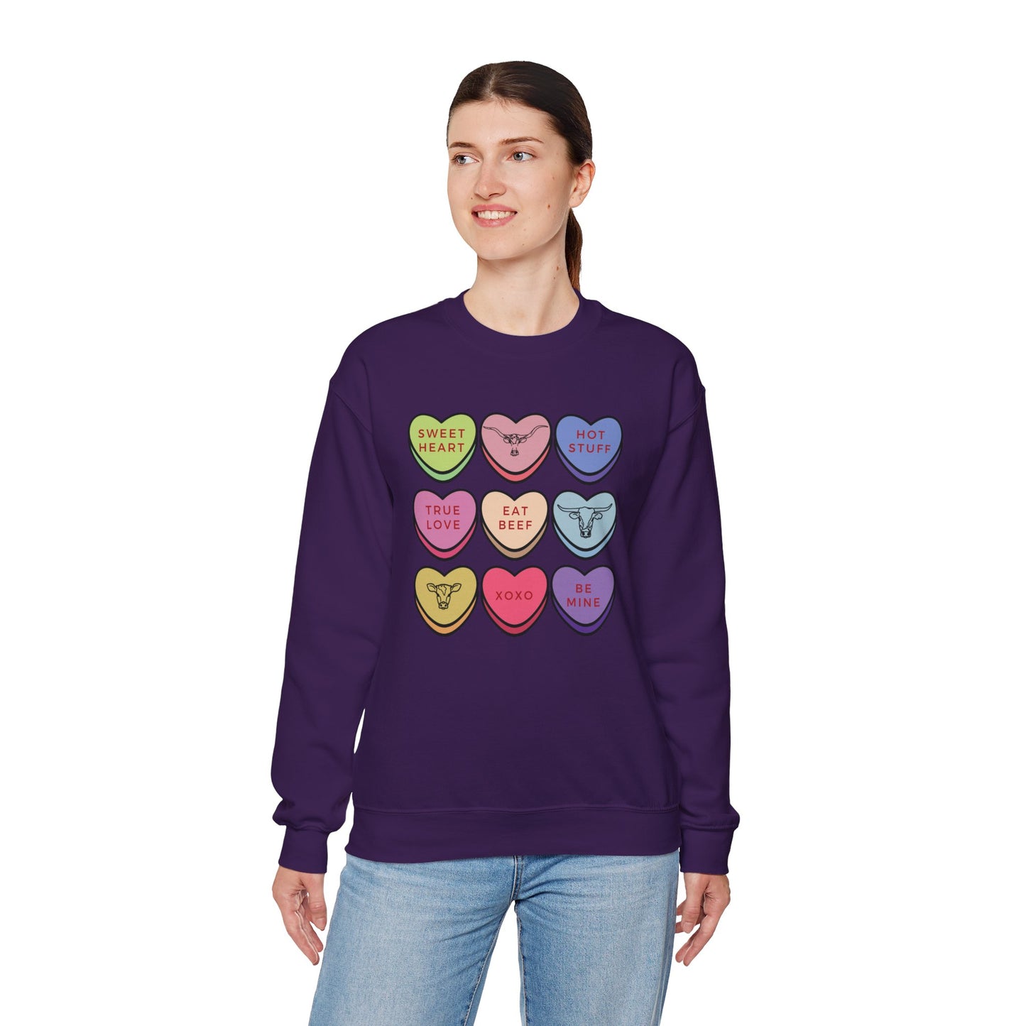 Eat Beef Candy Heart Sweatshirt